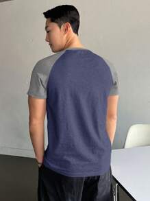 DAZY 男士夏季休闲拼色短袖 T 恤