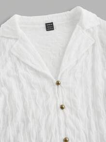 SHEIN ICON Casual Solid Color Asymmetrical Hem Blouse - White - View 3