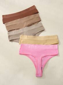 Ocili 5er Set Damen Bequeme einfarbige Sexy String Unterhosen