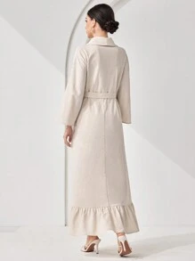 Veilorie Vestido largo estilo árabe tradicional de estilo kaftan con mangas adornadas de perlas para mujeres