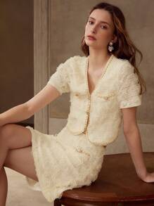 MOTF PREMIUM 贴花撞色绑带裙