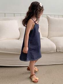 DAZY Young Girls Denim Dress, Autumn - Blue - View 5
