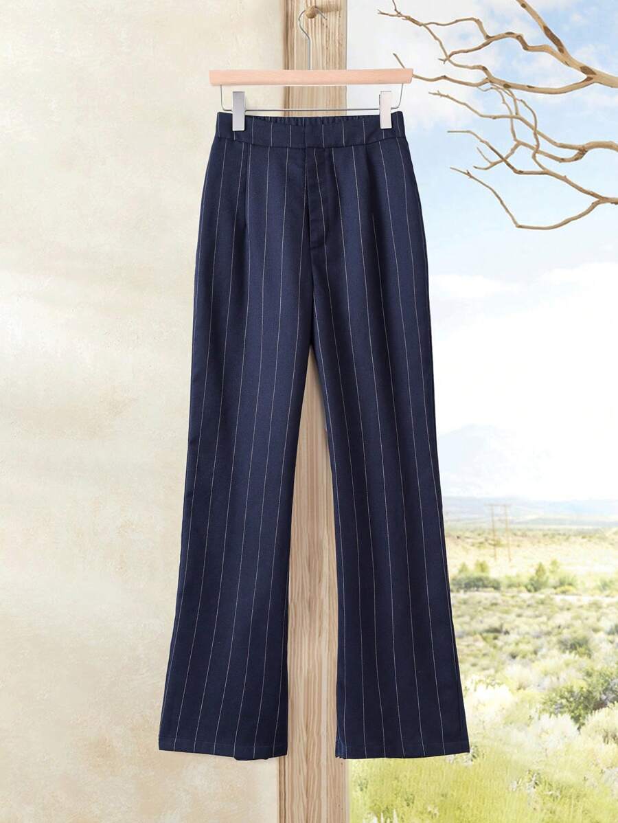 EMERY ROSE Damen Streifen Muster ausgestellte lange Hose, lässiger Alltags Trage-Artikel