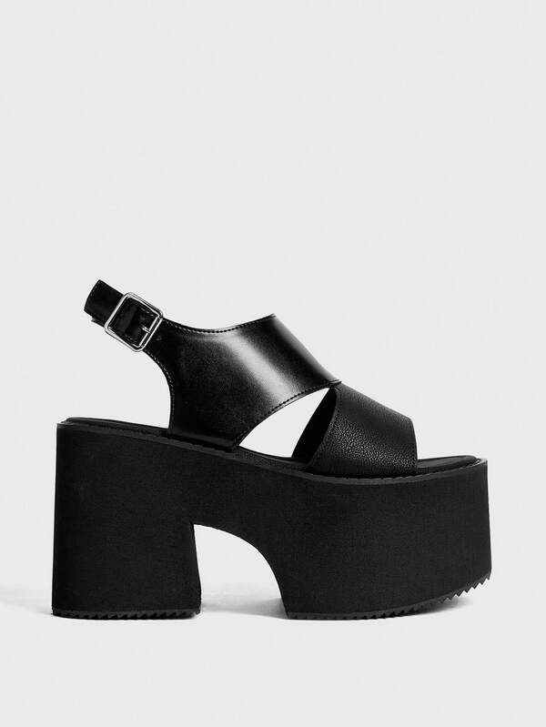 Sugerpunk Women's Ankle Strap Platform Chunky Heel Sandals, Summer Open Toe Buckle Comfortable Lightweight Simplistic Thick Bottom Sandals Spring Shoes Spring Break Easter Valentine's Day