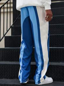 PAVTROS Pantaloni della tuta casual da uomo con vita regolabile, dettagli in contrasto di cucitura, abbigliamento primaverile ed estivo, idea regalo per il fidanzato - Blu - Visualizzare 7