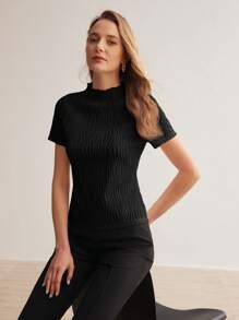 MOTF PREMIUM TEXTURED LETTUCE TRIM TOP - Black - View 7