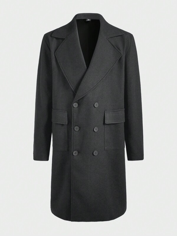 Manfinity Mode Plus Size Men's Casual Minimalist Wool Coat For Daily Wear