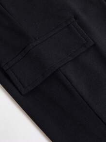SHEIN Young Boys Casual Elastic Waist Pocket Shorts, Suitable For Everyday, Beach, Holiday And Party Wear, Spring/Summer - Black - View 6