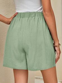 SHEIN LUNE شورتات نسائية كاجوال بلون أحادي فضفاضة