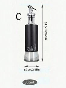 1 件不锈钢油瓶，带玻璃容器、油醋酱分配器、秤和夹子设计，适用于控油、家庭和厨房使用 - 彩色 - 查看 4