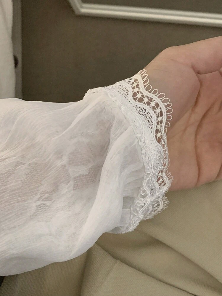 Women's Double-Layer Lace Elegant Refined Blouse,Fall Clothes