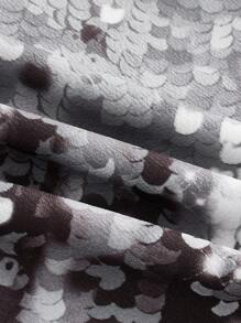 Ellevyn Plus Size Fashionable Party Mesh Contrast Faux Pearl Printed Bodycon Dress