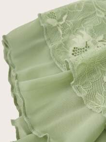 Sweetina Women's Pleated Simple Lace Patchwork Wide Waistband A-Line Skirt, Casual Holiday