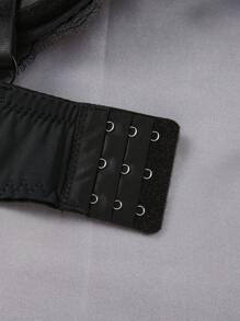 1 件女士加大码对比色蕾丝性感聚拢钢圈胸罩，浪漫设计内衣 - 彩色 - 查看 4