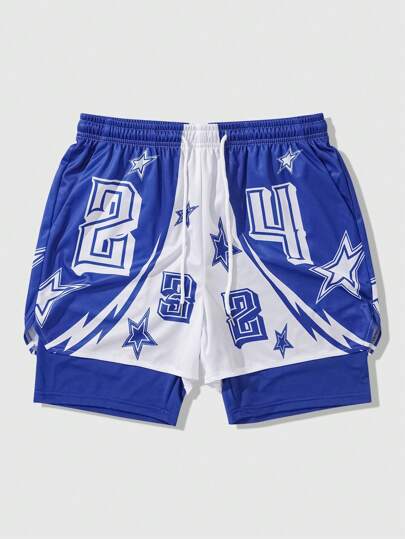 Prep Pantalones cortos deportivos de 2 en 1 para hombres, primavera/verano