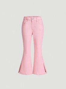 SHEIN 2pcs/Set Young Girls Fashionable Elastic Flared Jeans - Multicolor - View 7