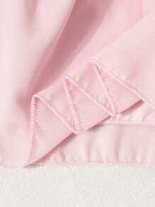 SHEIN 2 pièces Ensemble de tenues assorties pour bébé/bébé fille: Top à manches lanternes avec col, volants et boutons & Jupe à taille élastique à double couche en tulle, tenue d'été et d'usage décontracté - Rose bonbon - Voir 4