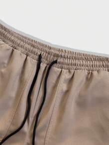 ROMWE MEN Street Life Herren modische Multi-Taschen Cargo Shorts in weiter Passform - Khaki - Übersicht 3