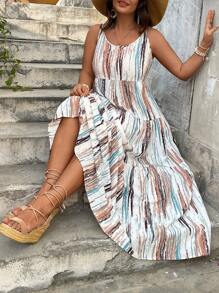 SHEIN VCAY Váy đi nghỉ thường ngày chắp vá cỡ lớn, tối giản & thời trang, mặc hàng ngày - Nhiều màu - Xem 5