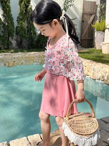 DAZY 年轻女孩简约休闲日常泳装套装 - 粉色 - 查看 6