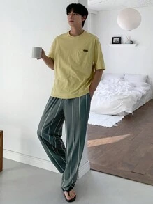 DAZY Men's Striped Pants With Matching Loungewear Set, Summer Pajama - Multicolor - View 6