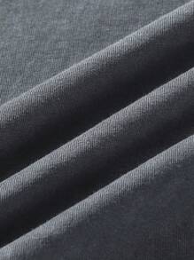 ROMWE MEN Street Life Men's Angel Holiday Acid-Washed Retro Short Sleeve T-Shirt, Suitable For Everyday Wear In Spring/Summer - Light Grey - View 3