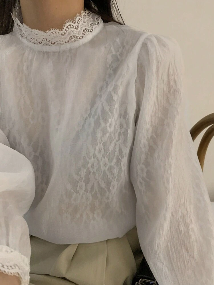 Women's Double-Layer Lace Elegant Refined Blouse,Fall Clothes