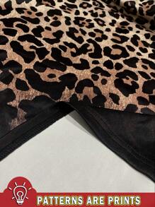 EMERY ROSE Casual Minimalist Allover Leopard Print Pullover Sweatshirt Set, Plus Size, , - White - View 3