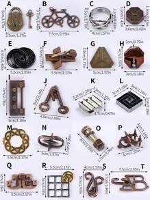 SHEIN 1 套经典 IQ 金属脑筋急转弯魔术拼图游戏玩具适合成人趣味礼物、圣诞节、万圣节！拼图、游戏、游戏、拼图、游戏、游戏、拼图、游戏、成人拼图 - 彩色 - 查看 2