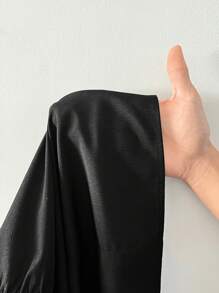 SHEIN EZwear Set de 2 piezas blusa con moño y falda larga talla grande en color negro - Negro - Ver 6