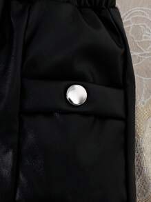 2pcs/Set,Baby Girl Spring&Summer Street Style,Sleeveless ,Open Half Collar Top&Leather Short Pants