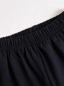 SHEIN Young Boys Casual Elastic Waist Pocket Shorts, Suitable For Everyday, Beach, Holiday And Party Wear, Spring/Summer - Black - View 5