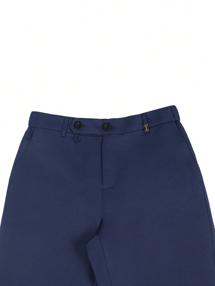 Manfinity Mode Calça Social de Negócios Casual Masculina, Presentes para Namorado, Calça Casual Masculina, Roupas Masculinas, Calças Masculinas - Azul Marinho - Visão 4