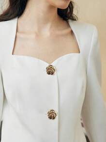 ZEYLAH WOMEN'S STRUCTURED SINGLE BREASTED BLAZER - White - View 3