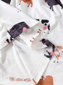 SHEIN Vestido de 3 piezas con estampado de vaca y mangas cortas para niña pequeña