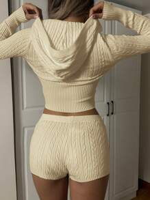 Muchica 女士休闲纯色超低腰短款毛衣短裤