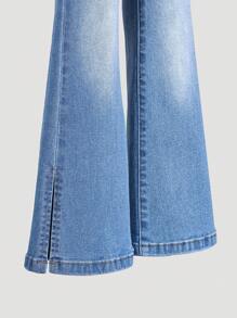 SHEIN 2pcs/Set Young Girls Fashionable Elastic Flared Jeans - Multicolor - View 5