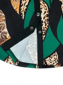 VaVaBold 女式格子印花纽扣长袖衬衫、新年服装上衣 - 彩色 - 查看 5