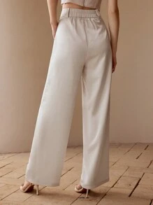 MOTF PRESS CREASE WIDE LEG SUIT PANTS - Khaki - View 6