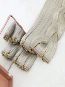 Volumizer 55g 3pcs Silver Gray Color 100% HQ Cuticle Aligne Remy Human Hair Seamless PU Clip Ins Extensions For Party Hair Extensions Halloween Costumes - SSilver - View 5