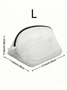 SHEIN 1Pc 33Cm/45Cm Long White Thickened Mesh Laundry Bag, Shoe Storage Bag, Zippered Shoe Laundry Bag, Suitable For Cleaning Underwear, Bras, Socks, Multiple Protection, Suitable For Washing Machines, Travel, Household Items