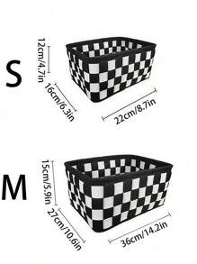 1PC Handmade Checkerboard Pattern Felt Desk Organizer Storage Bag Basket Desktop Modern Storage Pouch For Cosmetics Skin Care Products Sundries Storage Black And White Grid Creative Storage Bin For Toys Home Decor Office Supplies