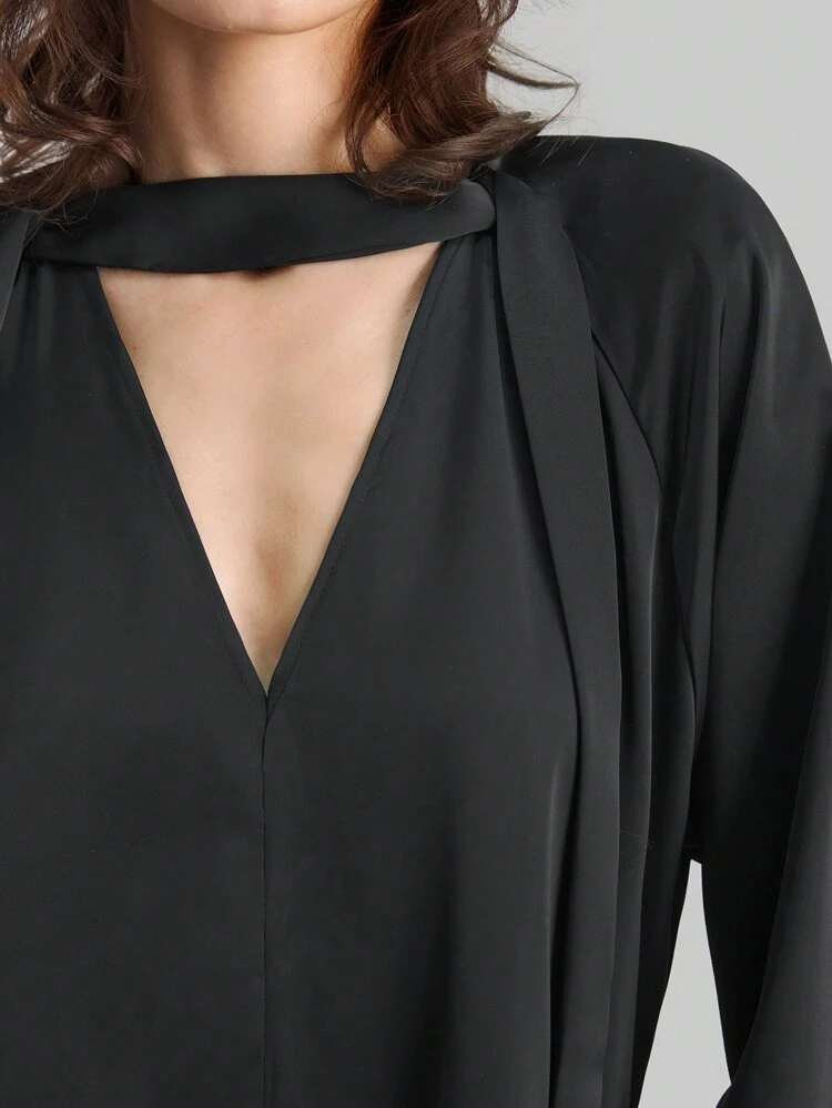 Women's Black 90s Style Elegant Extra Long Casual Dress, Minimalist & Fashionable For Everyday Wear