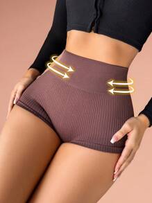 1 件女士无缝束腰提臀三角裤塑身衣 - 咖啡棕 - 查看 4