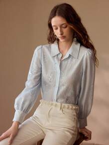 MOTF PREMIUM 亮片花卉刺绣衬衫