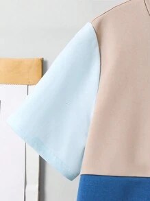2pcs Tween Boy Casual Collegiate Comfortable & Fashion Minimalist Practical Soft Contrast Color Lettering Print Short Sleeve T-Shirt And Elastic Waist Shorts Set, Suitable For Autumn, Spring, Summer, Suitable For Daily Wear, Outdoor Play, Sports, School, Street Style, Party And Loungewear