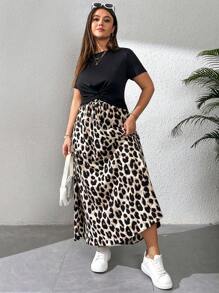 SHEIN Essnce 大码女士度假装、沙滩装、女士两件套套装、姐妹装、女士夏季服装、女士沙滩装、女士春假太阳裙、春假连衣裙 - 黑色 - 查看 5