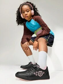 JNSQ 1 Paar outdoor Mode vielseitig lässige weiche Sohle rutschfeste schwarz bestickte bequeme Kinder Sportschuhe, für die Schulanfang - Verschiedenfarbig - Übersicht 4