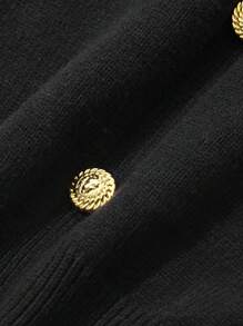 DAZY 纯色修身短袖迷你针织连衣裙女式毛衣裙 - 黑色 - 查看 11