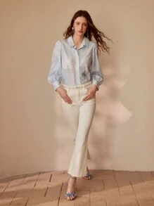 MOTF PREMIUM 亮片花卉刺绣衬衫